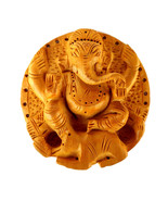 Antique Beautiful Wooden Handcarved Lord Ganesha Statue Round Ganesh Wal... - $479.92 MXN