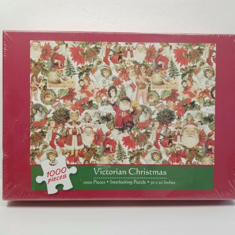 Victorian Christmas 1000 Piece Interlocking Puzzle 30&quot;x 20&quot; Santa New  S... - $26.92