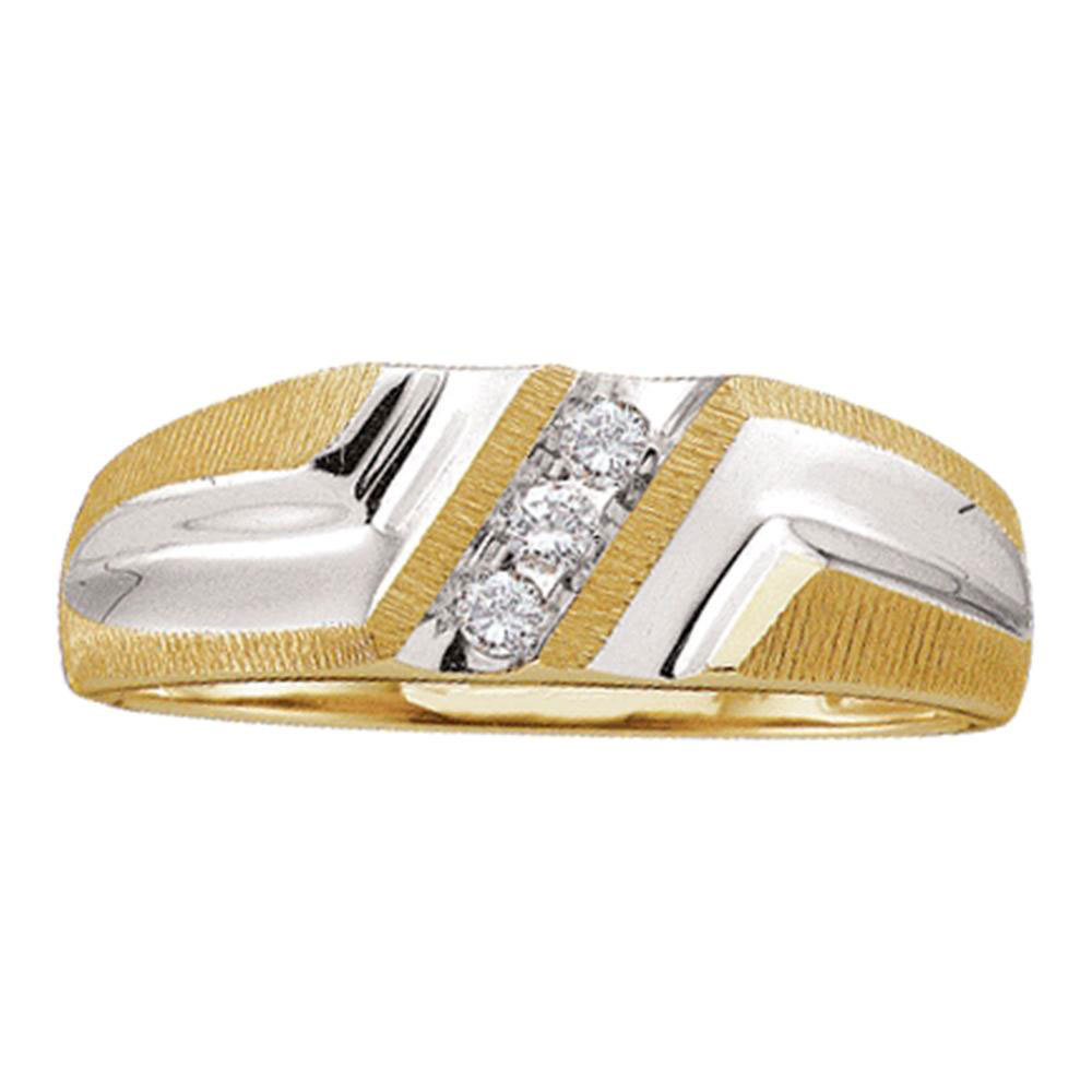 10k Yellow Gold Mens Round Diamond Band Wedding Anniversary Ring 1/10 Ctw