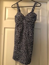 Lands End Tankini Swim Top Black &amp; White Dots Swimsuit Size 6 Women’s - $22.00