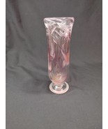 Hand Blown Pink and White Art Glass Vase - £31.05 GBP