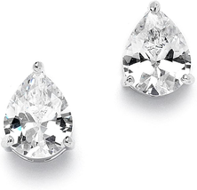 Mariell 2 Carat CZ Pear-Shaped Cubic Zirconia Stud Solitaire Earrings Plated in - £25.65 GBP