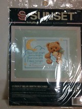 Sunset Baby Hugs Counted Cross Stitch Kit Cuddly Bear Birth Record NEW - $15.27
