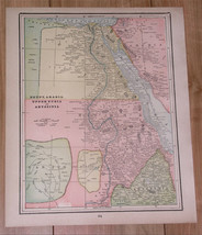 1895 Antique Map Of Egypt Sudan Nubia Nile Africa Verso Iran Persia Afghanistan - £21.30 GBP