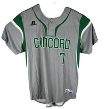 Concord Minutemen Bears High School Baseball Jersey Gray Green Mens Large 7 - £12.87 GBP