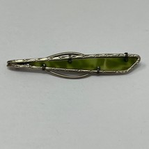 Vintage Art Decor Uncas Silver Enamel Tie Bar Pins &amp; Clips - Green - £10.93 GBP