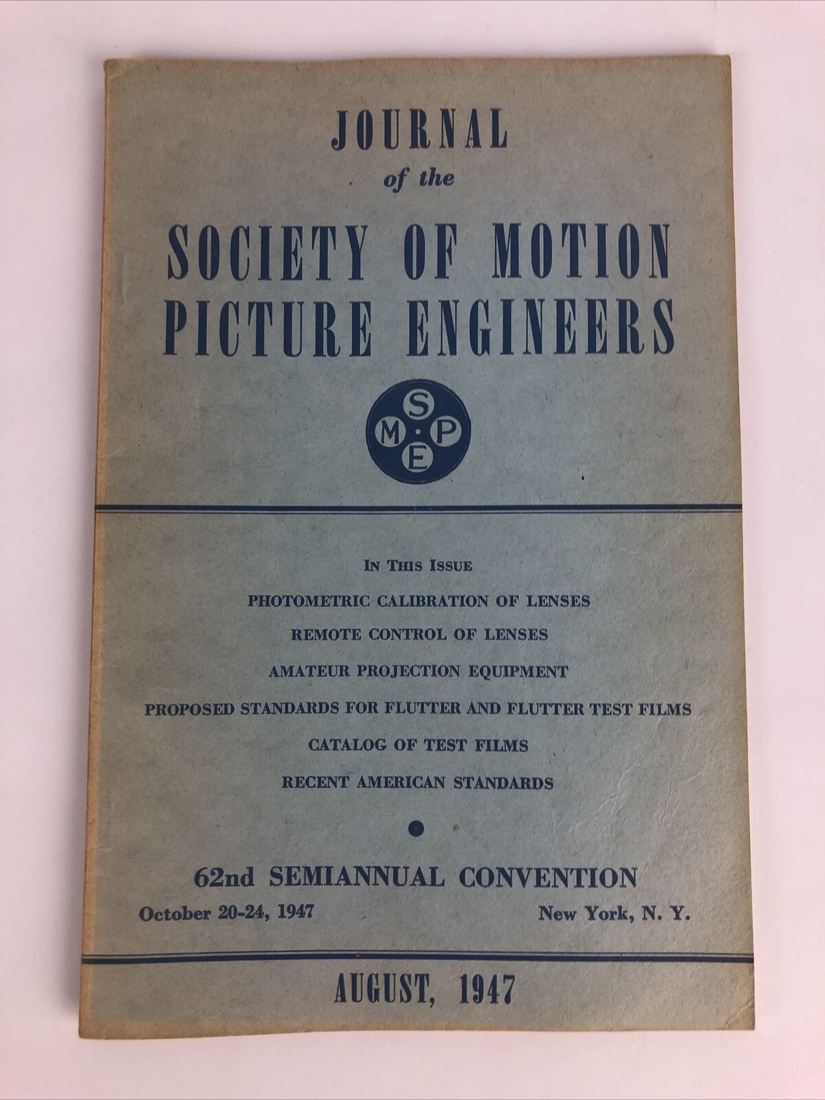 SMPE Journal Of The Society Of Motion Picture Engineers August 1947 VOL ... - $12.99