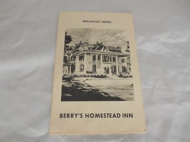 Old Vtg 1979 Berrys Homestead Inn Restaurant Breakfast Menu Advertising - £15.76 GBP