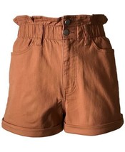 Tinseltown Juniors Cuffed Paperbag Waist Shorts Size 0 Color Camel - £18.56 GBP