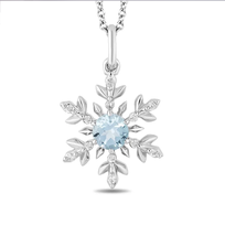 Enchanted Disney 1/12 CTTW Diamonds and Sky Blue Topaz Elsa Snowflake Pendant  - £144.32 GBP