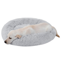 Grey Shaggy Fluffy 30&quot;X30&quot; Pet Bed Dog Cat Donut Cuddler Cushion Mats Machine - £36.76 GBP