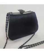 Jessica McClintock Black Satin ‘Miniaudiere’ Handbag Crossbody Chain Str... - $20.29 CAD