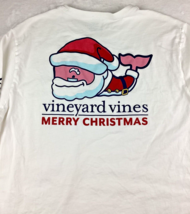 Vineyard Vines Santa Whale T-shirt Large White Long Sleeve Spellout Front &amp; Back - £14.88 GBP