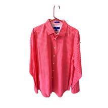 Egara Mens Size XL Pink Long Sleeve Window Pane Button Up Slim Fit Shirt... - £13.01 GBP