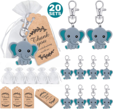 20 Sets Baby Shower Guest Gift,Baby Boy Elephant Keychains 20 Bags 20 - £11.37 GBP