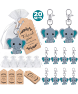 20 Sets Baby Shower Guest Gift,Baby Boy Elephant Keychains 20 Bags 20 - $279.97 MXN