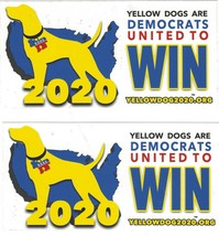 DEFEAT TRUMP Yellow Dog 2020 Democrats Vote Down Ballot 2 Win! Bumper Sticker - £3.96 GBP