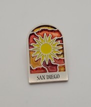San Diego California Souvenir Lapel Hat Pin Stained Glass Window &amp; Sun - $22.57