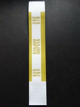 1 - Mustard $10,000 Cash Money Self-Sealing Straps Currency Bands  - £0.78 GBP