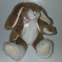VTG Hugfun Brown Bunny Rabbit Plush Jointed Stuffed Animal Toy Easter 1998 Pink - £11.63 GBP