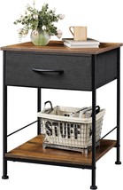 Wlive Nightstand, End Table With Fabric Storage Drawer And Open Wood Shelf, - £30.71 GBP