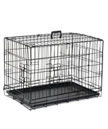 30&#39;&#39; Dog Crate Kennel Folding Metal Pet Cage 2 Door And Leak Proof Tray ... - £57.39 GBP