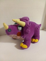 Vintage Eyenimal Plush Purple &quot;Taylor&quot; The Triceratops Dinosaur Moving E... - $19.79