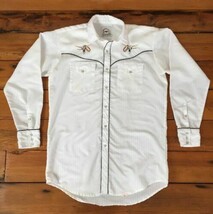 Vtg Western Rodeo Cowboy Long Horn Bull Pearl Snap Long Sleeve Mens Shir... - $49.49