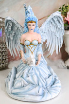 Winter Fire Ice Fairy Angel Queen in Corset Gown With Bunny Rabbit Figurine - £120.26 GBP
