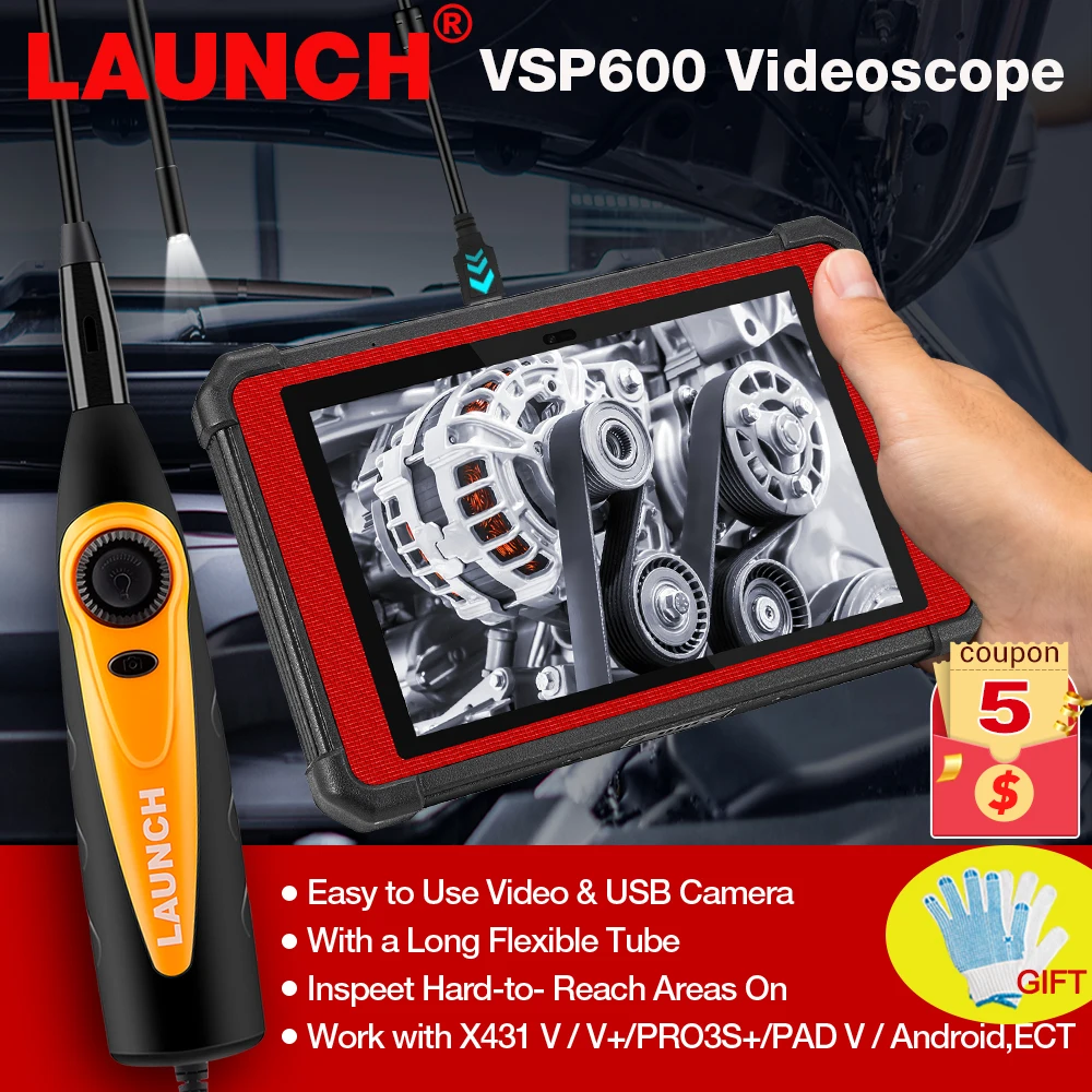 LAUNCH X431 VSP600 Camera Videoscope HD IP67 2M Cable 6 adjustable LED lights Mi - £126.85 GBP