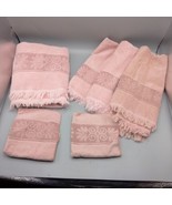 Vintage Cannon Pink Sculpted 1 Bath Towel 3 Hand towels 2 Wash Cloth Flo... - $452.11 MXN