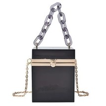 Mini Clear Jelly PVC Handbag  Acrylic Chains Women Designer Box Party Bags Small - £149.19 GBP