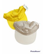 NOS Vintage 80s Unbranded Snapback Hat Cap Blank Yellow &amp; Tan OSFA New! - $580.95 MXN