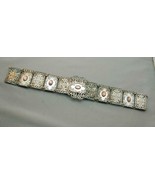 RARE Vintage Silver Repousse Jeweled Link Belt Very Unusual - $250.00