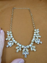 (vn-5) vintage frosted crystal + white rhinestone necklace costume jewel... - £46.34 GBP