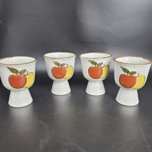 Vintage Otagiri Egg/Desert Cups 4 Apples Speckled Large Stoneware Made In Japan - $26.67
