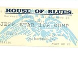 House of Blues Ticket Stub Jeff Star Harvard Square - $10.89