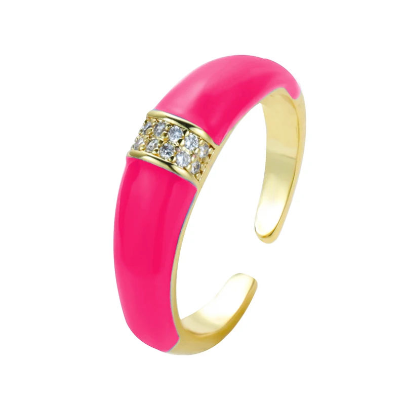 Enamel Open Adjusted Finger Ring Colorful Summer Neon Rings For Women Fluorescen - £11.66 GBP