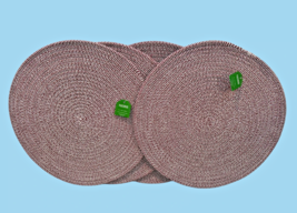 Woven Round Placemat Set (4) Wine White 15" (dia) Poly-Olefin Blend Easy... - $23.76