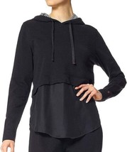HUE Womens Layered Look Shirttail Hoodie Size Large Color Black - £30.04 GBP