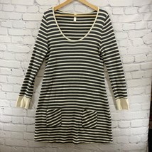Gap Body Sweater Dress Womens Sz M Black White Stripes Long Sleeve Pockets - $14.84