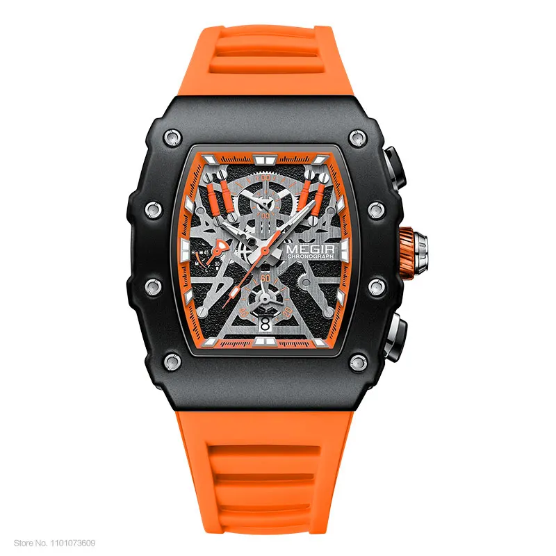 Military Sport Orange Silicone Strap Quartz Watch Men Fashion Luminous T... - £36.48 GBP