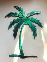 Palm Tree Metal Wall Art Décor 36&quot; tall  Completely Teal - £107.68 GBP