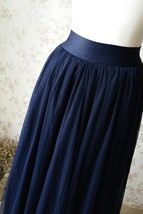 NAVY BLUE High Waisted Tulle Maxi Skirt Plus Size Bridesmaid Floor Length Skirt image 3