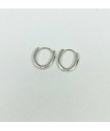 Oval Huggie Earrings 2mm Wide 925 Sterling Silver, Handmade Unisex Earri... - £27.97 GBP