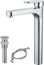 Bathroom Sink Faucet Polish Chrome Single Handle 1 Hole Modern Tall Body... - $72.99