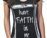Gods Manos Mujer Negro Tener Faith IN Me Camiseta Cuello en Pico Ee.uu. Nwt - $17.95