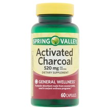 Spring Valley Activated Charcoal, 520mg, Capsules, 60 Count.. - $29.69