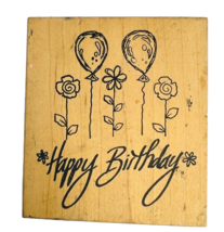 Vintage Artful Stamper Happy Birthday Balloons Flowers Rubber Stamp Card Making - £12.05 GBP