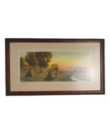 Vtg Edwin E Lamasure Watercolor 19x11 Framed 1909 Print Haystacks Farm S... - $90.68 CAD
